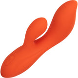 Liquid Silicone Dual Teaser Rechargeable Waterproof Rabbit Style Vibrator Orange
